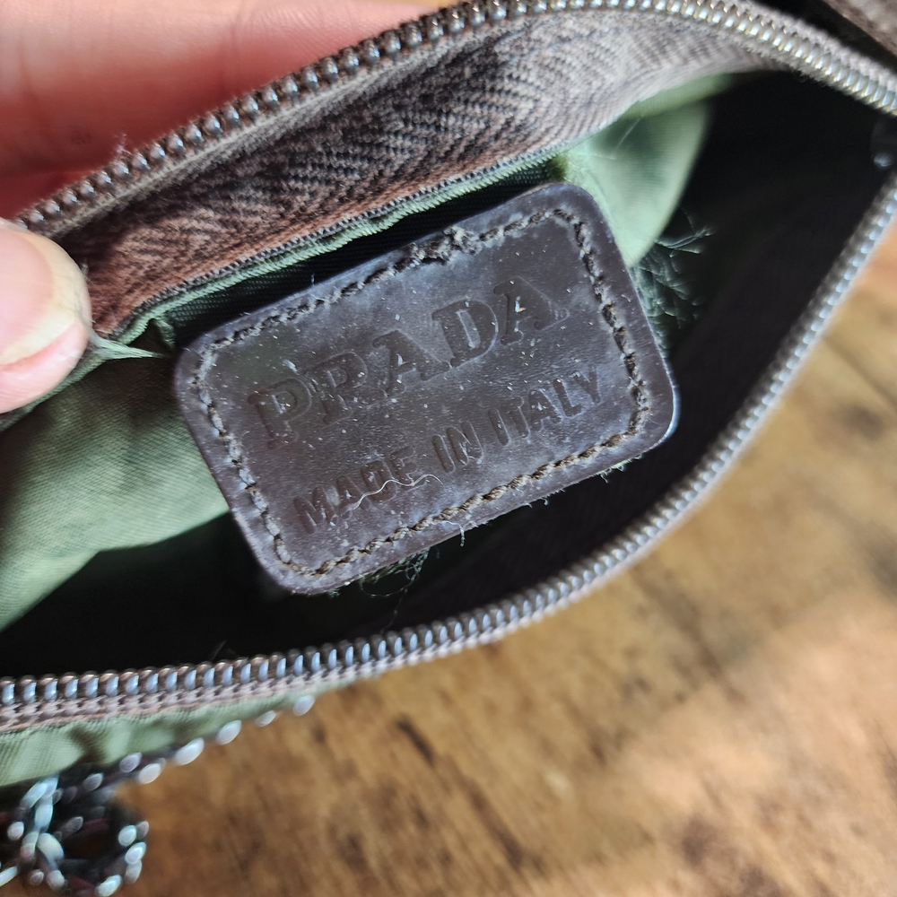 Prada Olive Green Nylon Crossbody with Black Chain Strap - Picture 9 of 16